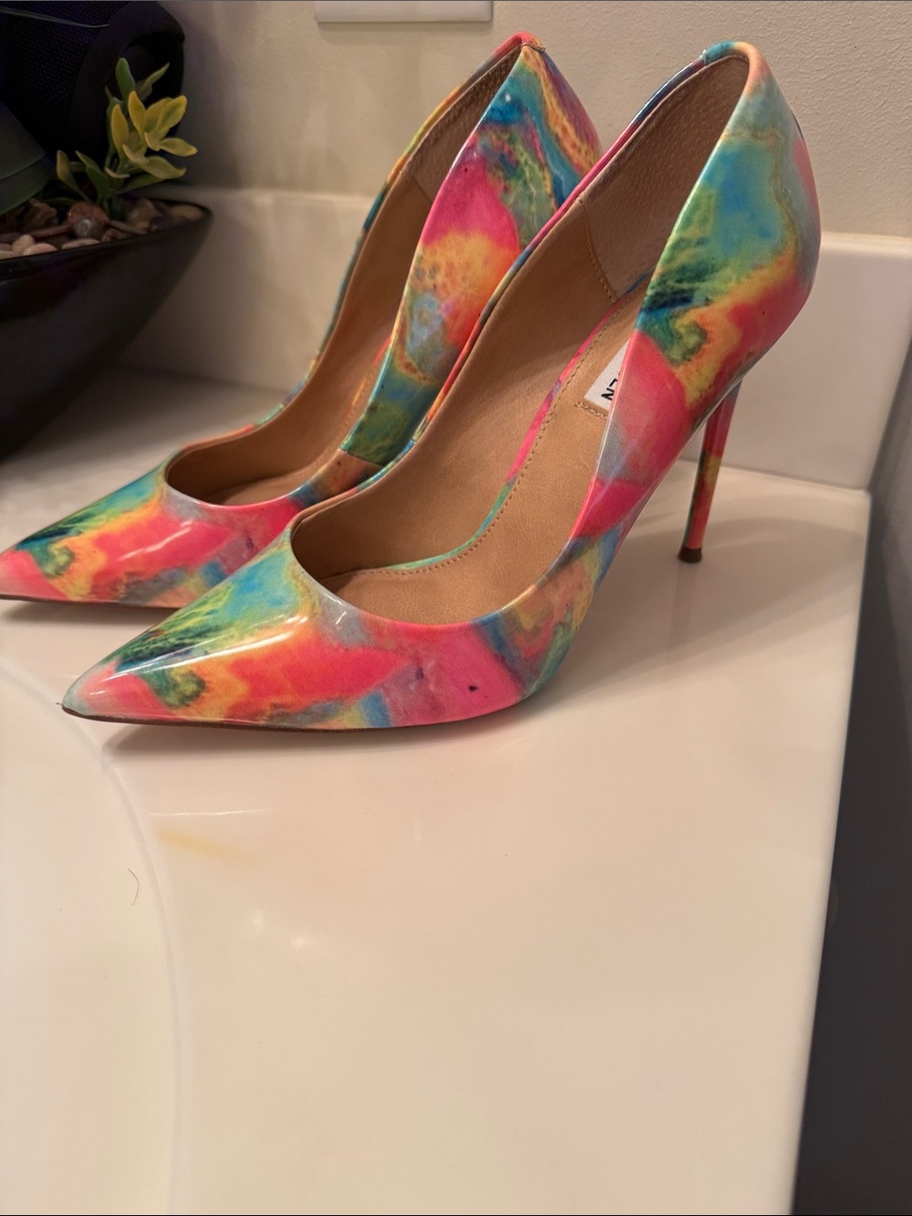 Steve Madden Multicolor Watercolor Pointed Toe Stiletto Pumps